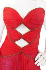 Fall 2001 Red & Gold Bob Mackie Cut Out Gown