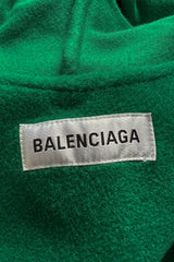 Fabulous Recent Balenciaga Vivid Green Felted Wool Cape w Hood & Front Panels
