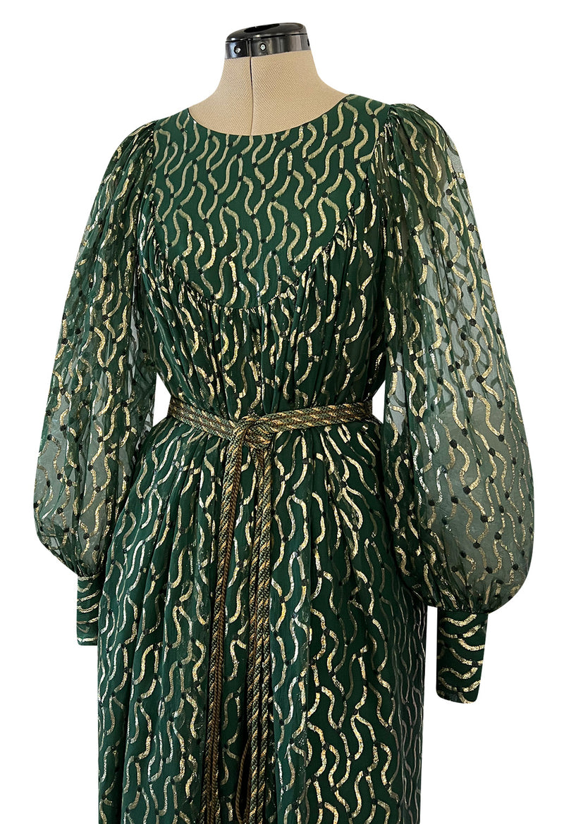 Extraordinary 1970s Christian Dior by Marc Bohan Gold Metallic Green S Shrimpton Couture Extraordinary 1970s Christian Dior by Marc Bohan Gold Metallic Green S Shrimpton Couture