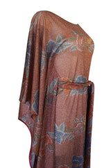 Iconic c.1972-73 Missoni Floral Print Metallic Lurex Caftan Dress
