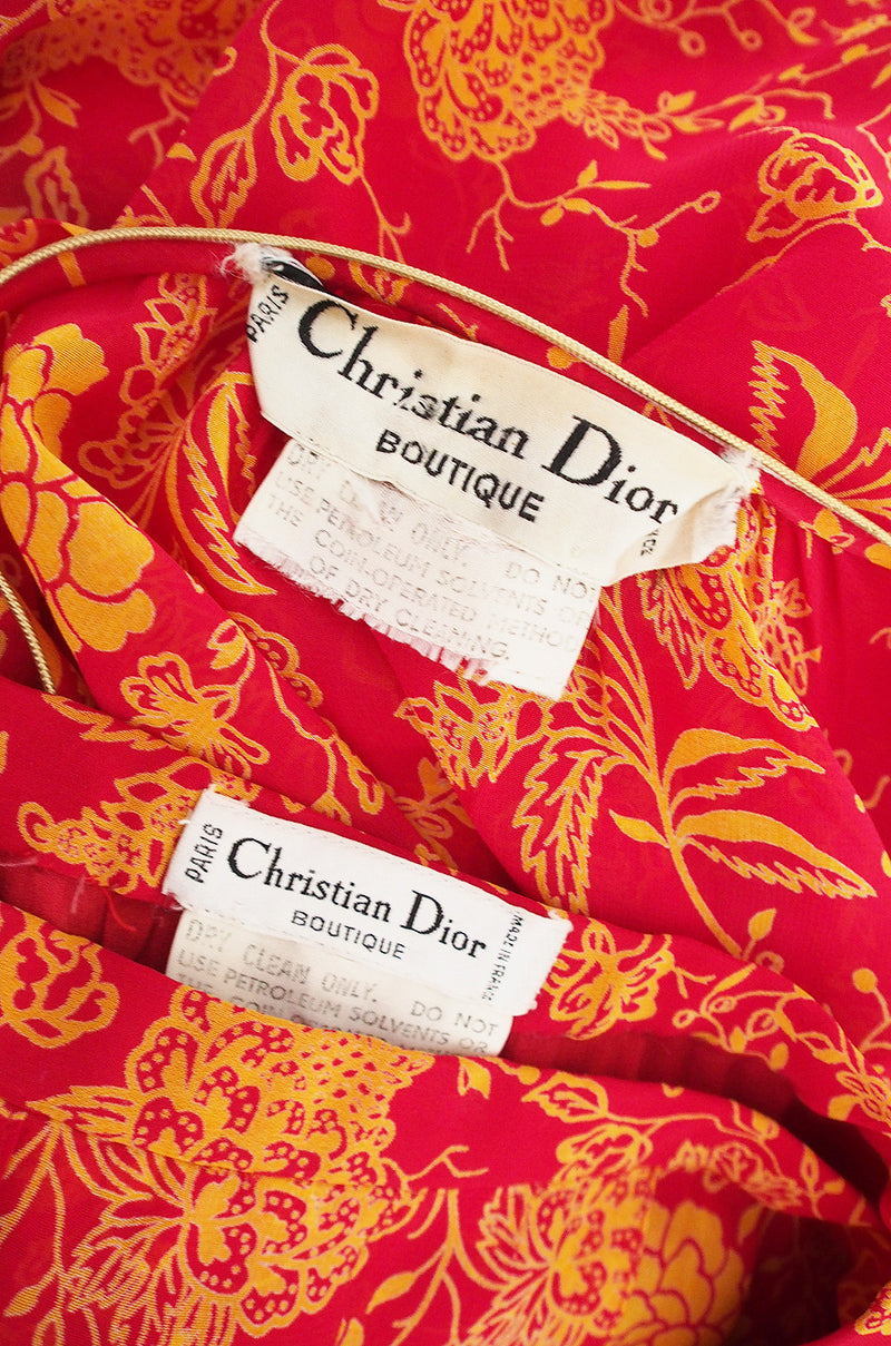 Documented 1976 Christian Dior Silk Chiffon Dress Set
