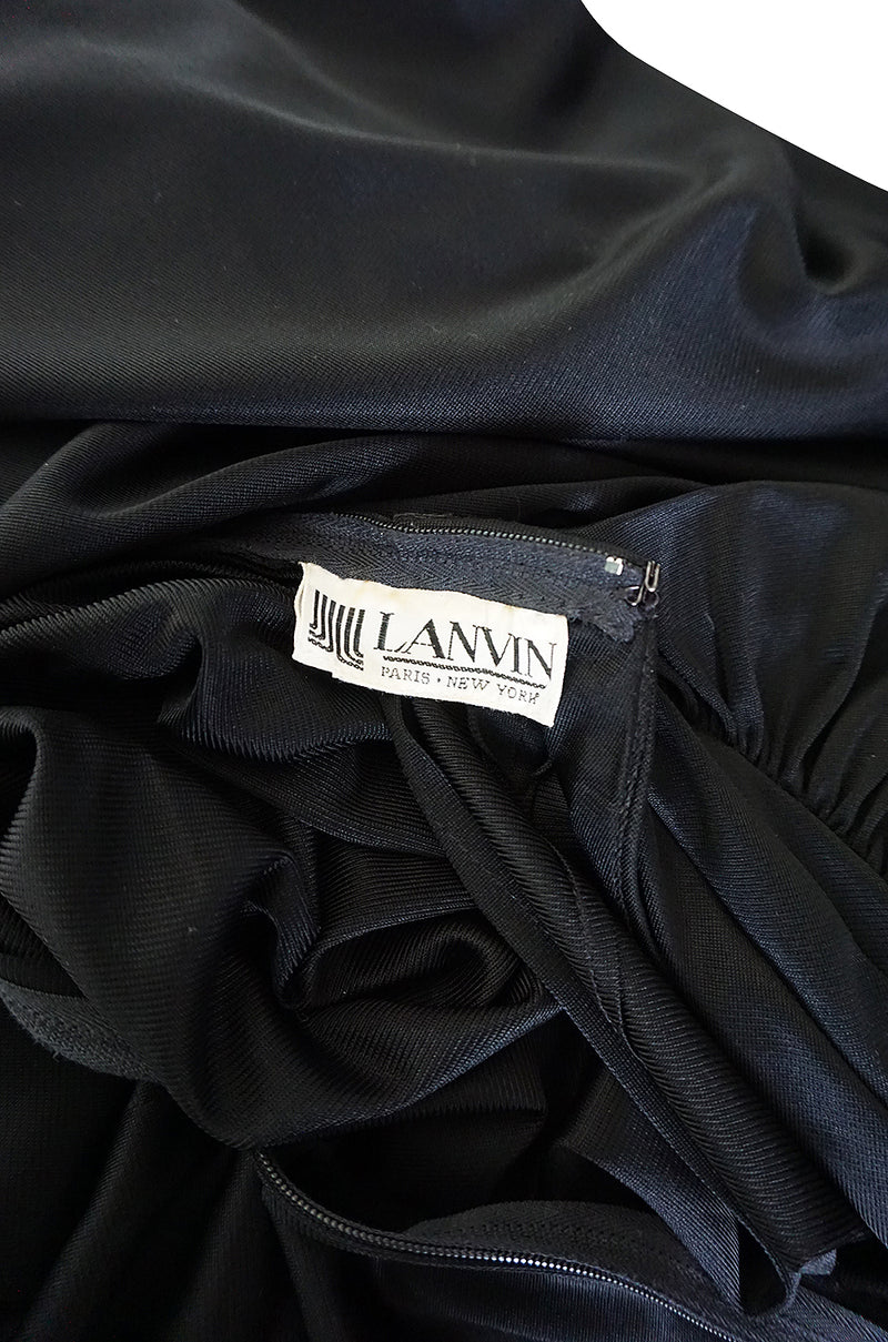 1970s Lanvin Plunge Front Backless Nylon Jersey Halter Dress
