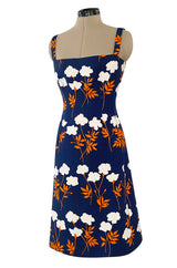 Spring 1973 Givenchy Haute Couture Lovely Long Stem Floral Print Dress & Jacket Set