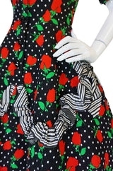 Spring 1988 Off Shoulder Christian Lacroix Floral Dress