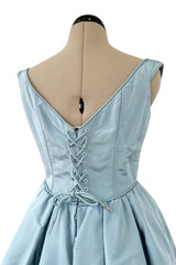 Runway Spring 1994 Balmain by Oscar de La Renta Haute Couture Baby Blue Corset Dress