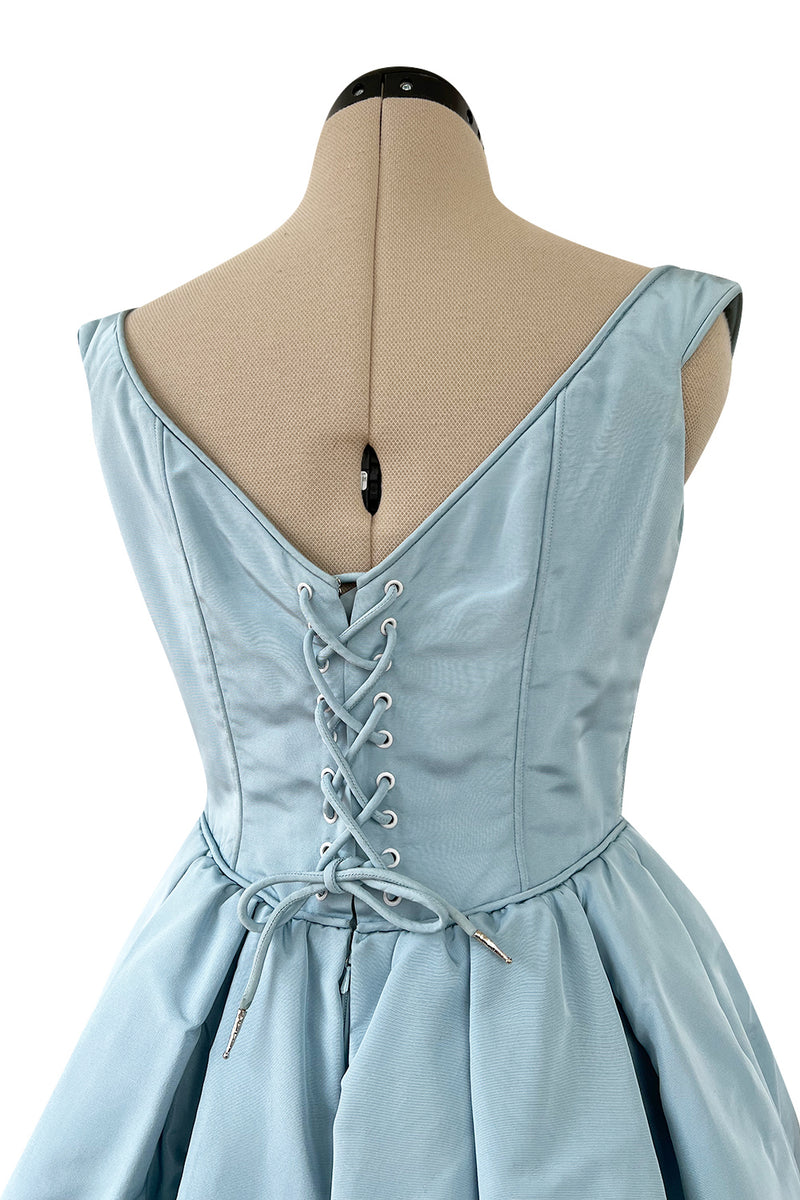 Runway Spring 1994 Balmain by Oscar de La Renta Haute Couture Baby Blue Corset Dress
