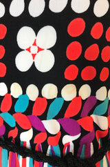 1970s Lanvin Bright Printed Dot & Stripe Jersey Dress