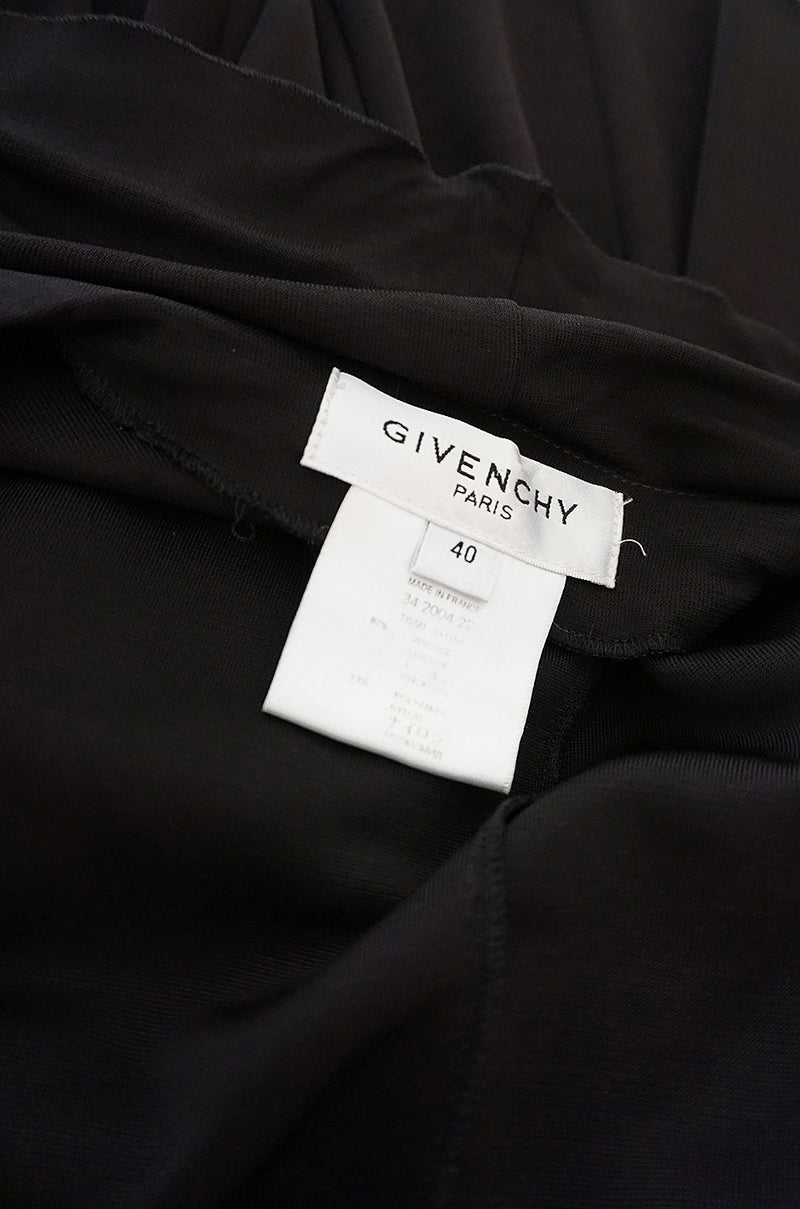 1990s Chocolate Givenchy Wrapped Ruffled Jersey Dress