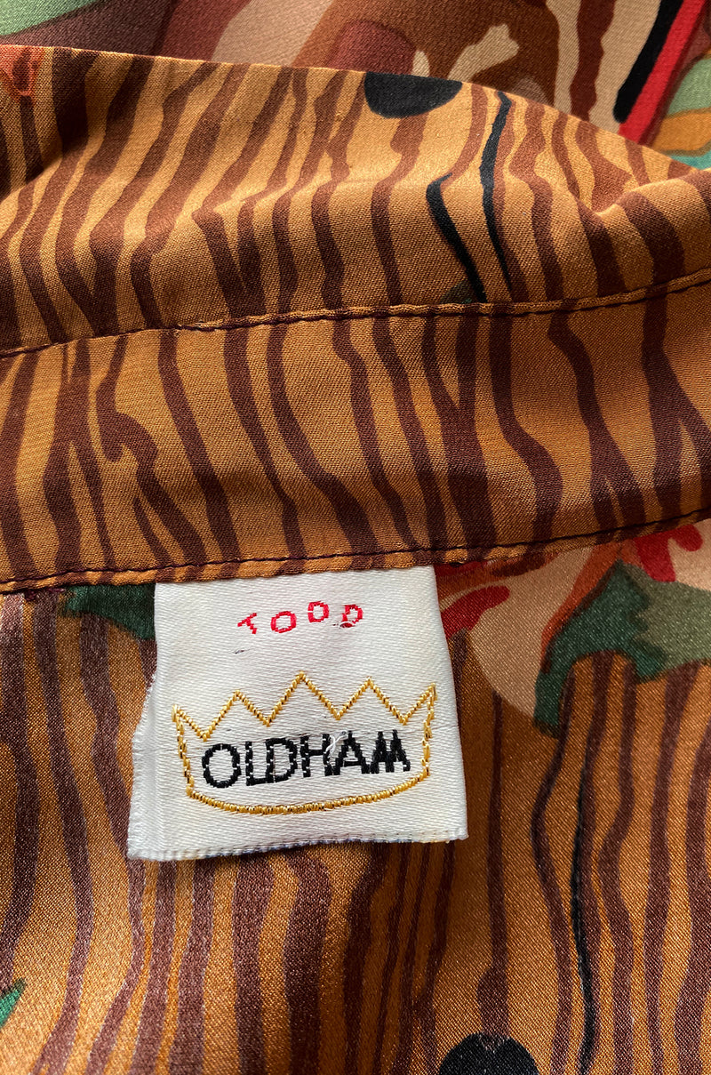 Fall 1990 Todd Oldham Horse Print Western Feel Top w Brass Buttons