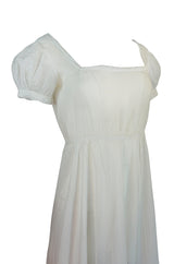 Antique Unlabelled French Cotton Mull Empire Cut Under Dress