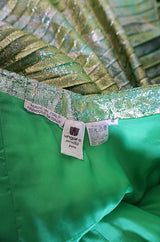 Fall 1988-89 Ungaro Couture Green & Gold Silk Metallic Dress
