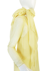 1970s Yellow Silk Chiffon Stavropoulos Caftan Dress