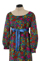 Rare & Exceptional Spring 1966 Yves Saint Laurent Sketch Documented Floral Print Dress