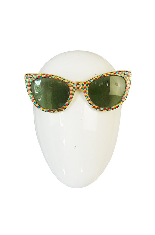 c1953-1955 Rare Claire McCardell Metallic Check Sunglasses