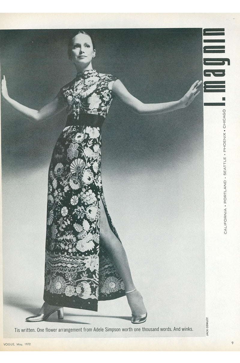1972 Silk Print Adele Simpson Dress