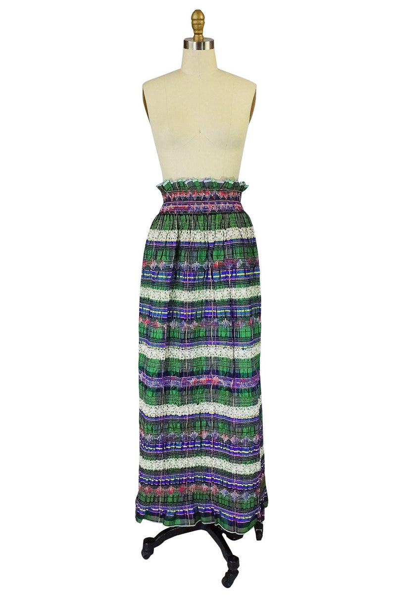 1960s Ruffled Ribbon & Lace Maxi Skirt