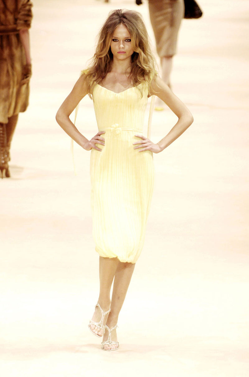 F/W 2005 Alexander McQueen Documented Runway Yellow Silk Dress