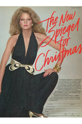 Documented 1980 Bill Tice Plunging Front Red Jersey & Gold Belt Dress