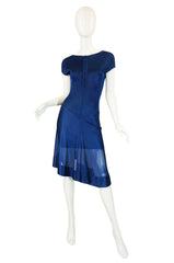 1990s Blue Asymetrical Hem Alaia Dress