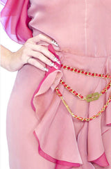Phenomenal Spring 2001 Chanel by Karl Lagerfeld Dusty Pinks Silk Chiffon Runway Dress