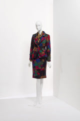 Fall 1991 Ady Couture Lausanne Yves Saint Laurent Haute Couture Copy Wool Patchwork Suit w Silk Top