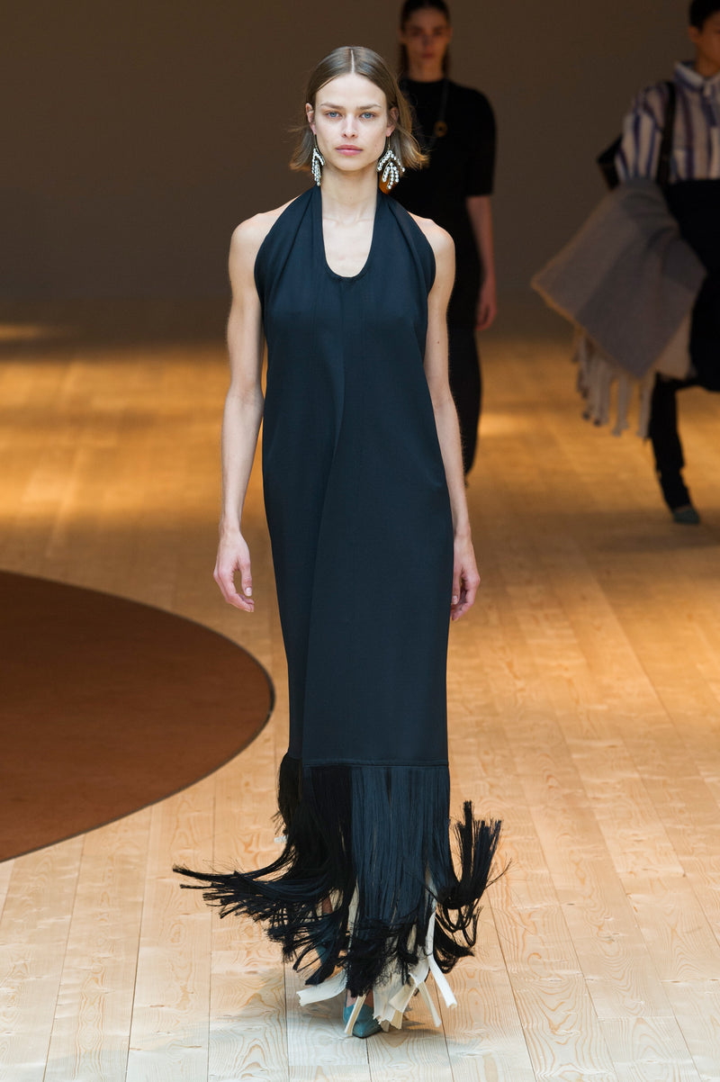 Iconic Fall 2017 Celine by Phoebe Philo Look 15 Runway Black Fringe Dr – Shrimpton Couture Iconic Fall 2017 Celine by Phoebe Philo Look 15 Runway Black Fringe Dr – Shrimpton Couture