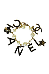 Chanel Pearl and Logo Charm Bracelet