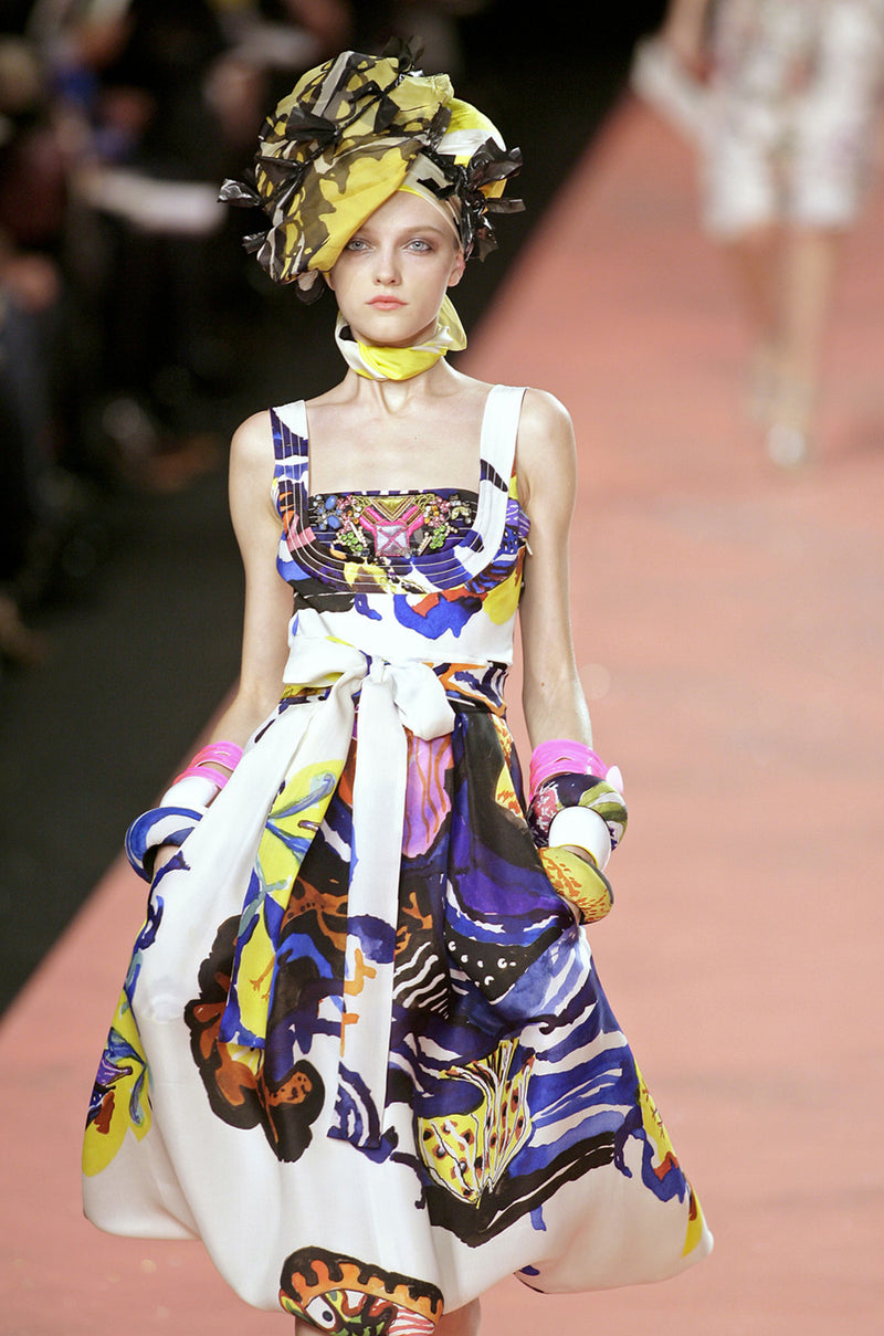 Look 45 Spring 2008 Christian Lacroix Silk Organza Dress w Crystal Detailing & Exuberant Print