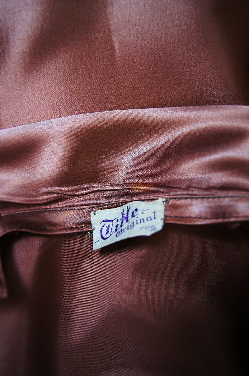 1940s Rare Liquid Silk Satin Copper Suit