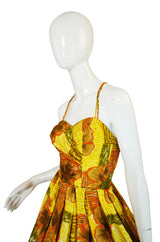 1950s Saks Printed Cotton Sarong Dress