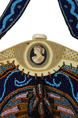 Late 1900 Cameo Celluloid & Bead Bag