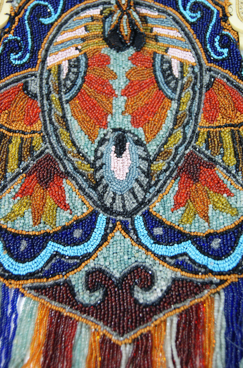Late 1900 Cameo Celluloid & Bead Bag