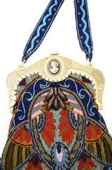 Late 1900 Cameo Celluloid & Bead Bag