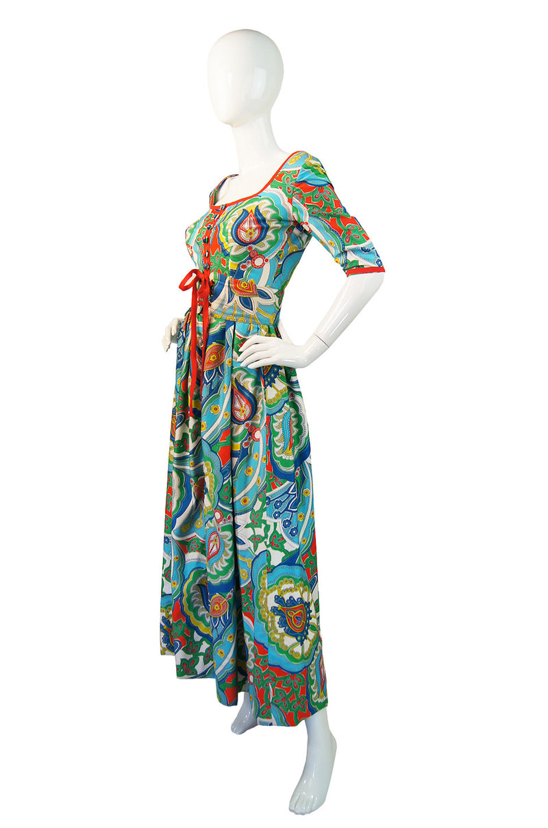 1960s Oscar De la Renta Colorful Maxi