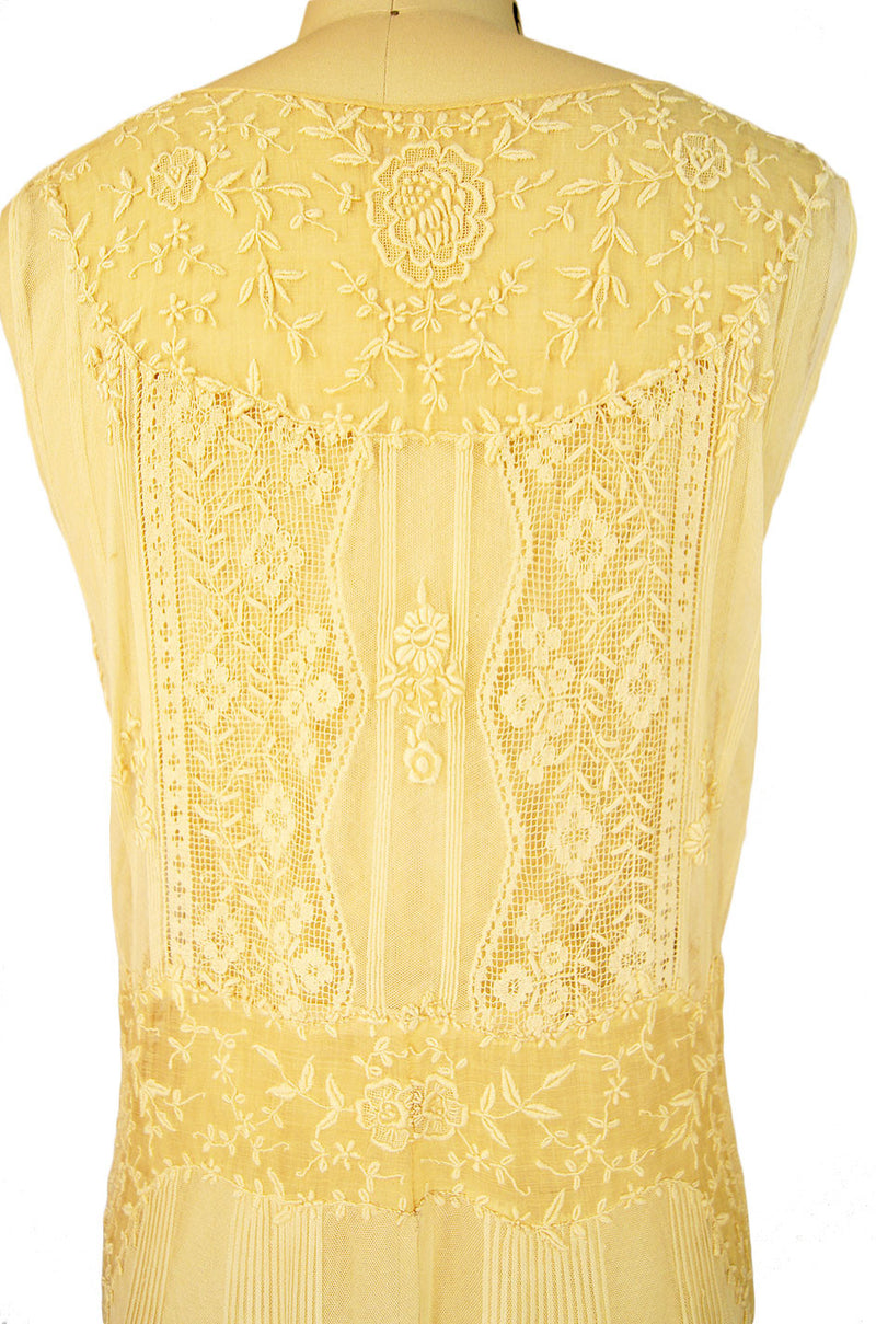 1920s Embroidered Flapper Net Dress