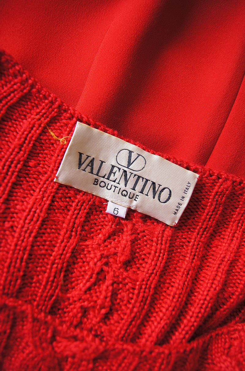 1980s Red Cable Knit Top Valentino