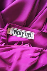 1980s Sueded Bright Pink Silk Vicky Tiel Dress