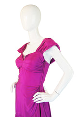 1980s Sueded Bright Pink Silk Vicky Tiel Dress