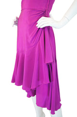 1980s Sueded Bright Pink Silk Vicky Tiel Dress