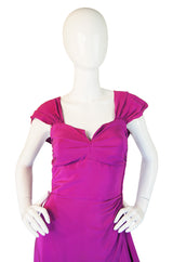 1980s Sueded Bright Pink Silk Vicky Tiel Dress