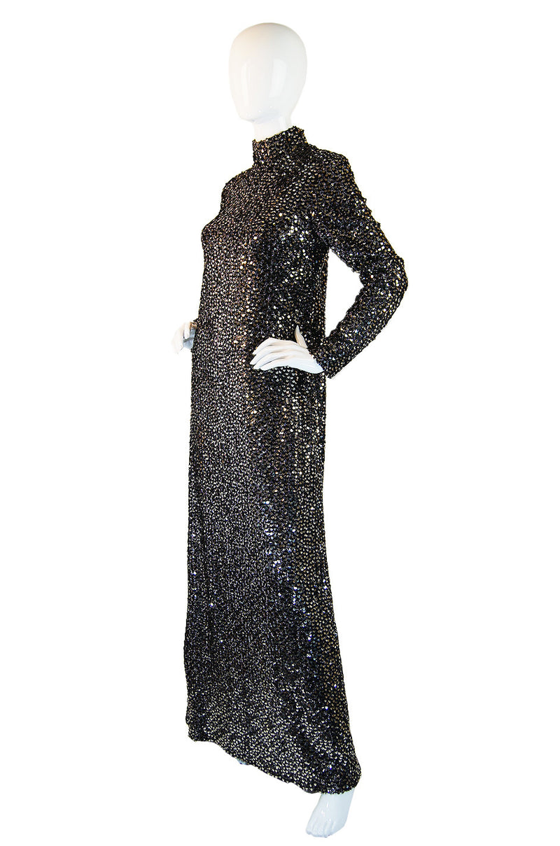 1970s Saks Fully Sequined Maxi Dress