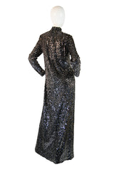 1970s Saks Fully Sequined Maxi Dress