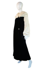 1930s Ermine & Silk Velvet Evening Coat