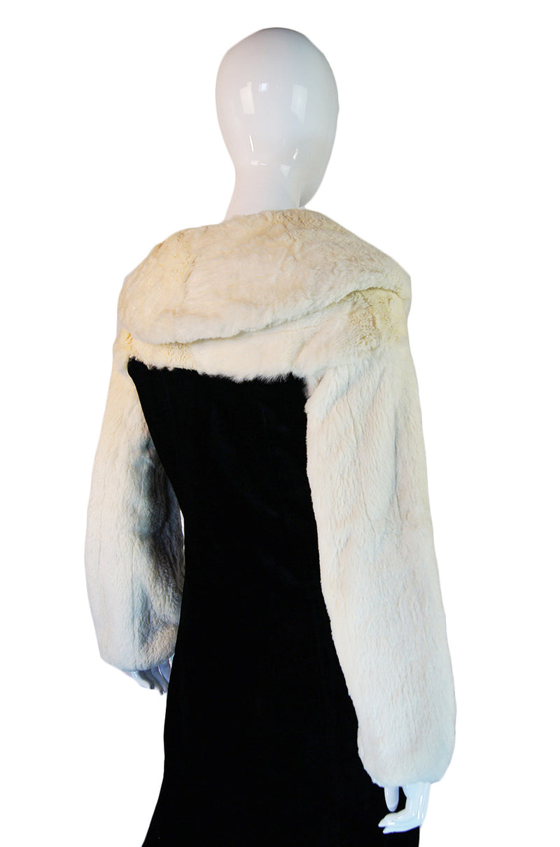 1930s Ermine & Silk Velvet Evening Coat