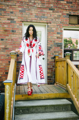 2017 Vita Kin White Linen Vyshyvanka  Red Embroidered Dress