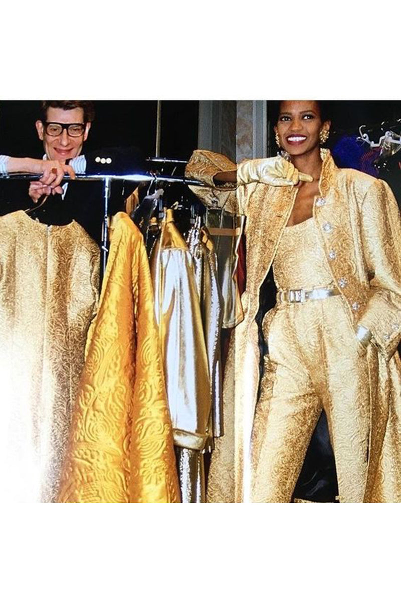 Fall 1991 Yves Saint Laurent Documented Gold Brocade Shift Dress
