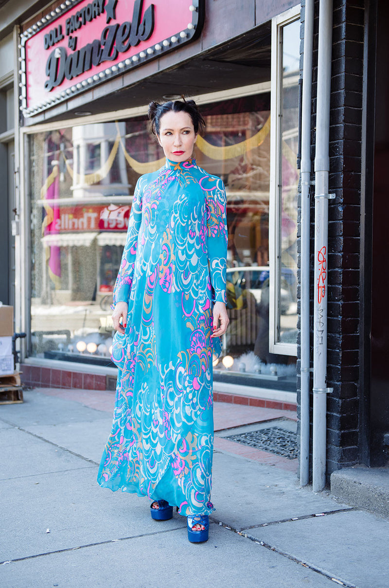 chiffon caftan dress May Caftan In Chiffon Halston