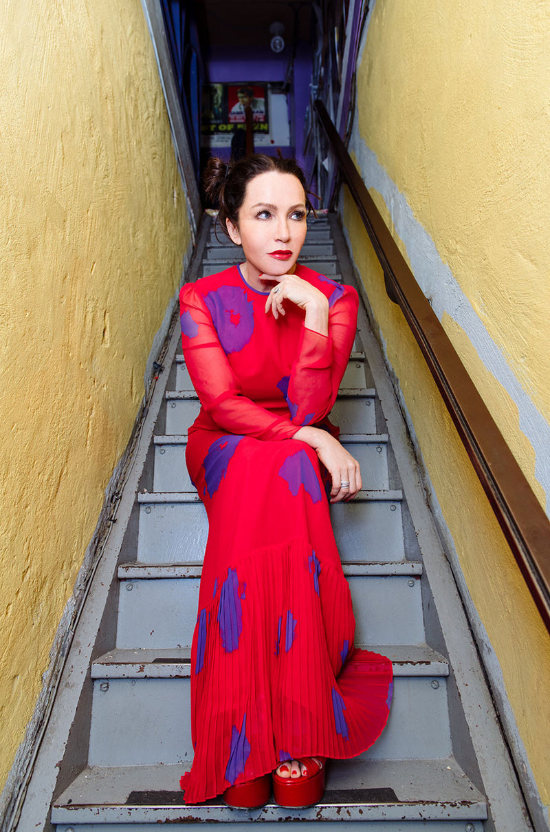 1970s Hanae Mori Silk Chiffon Cherry Red & Purple Dress