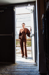 1970s Halston Chocolate Brown Toweling Jumpsuit