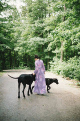 1970s Hanae Mori Romantic Pale Purple Print Chiffon Dress